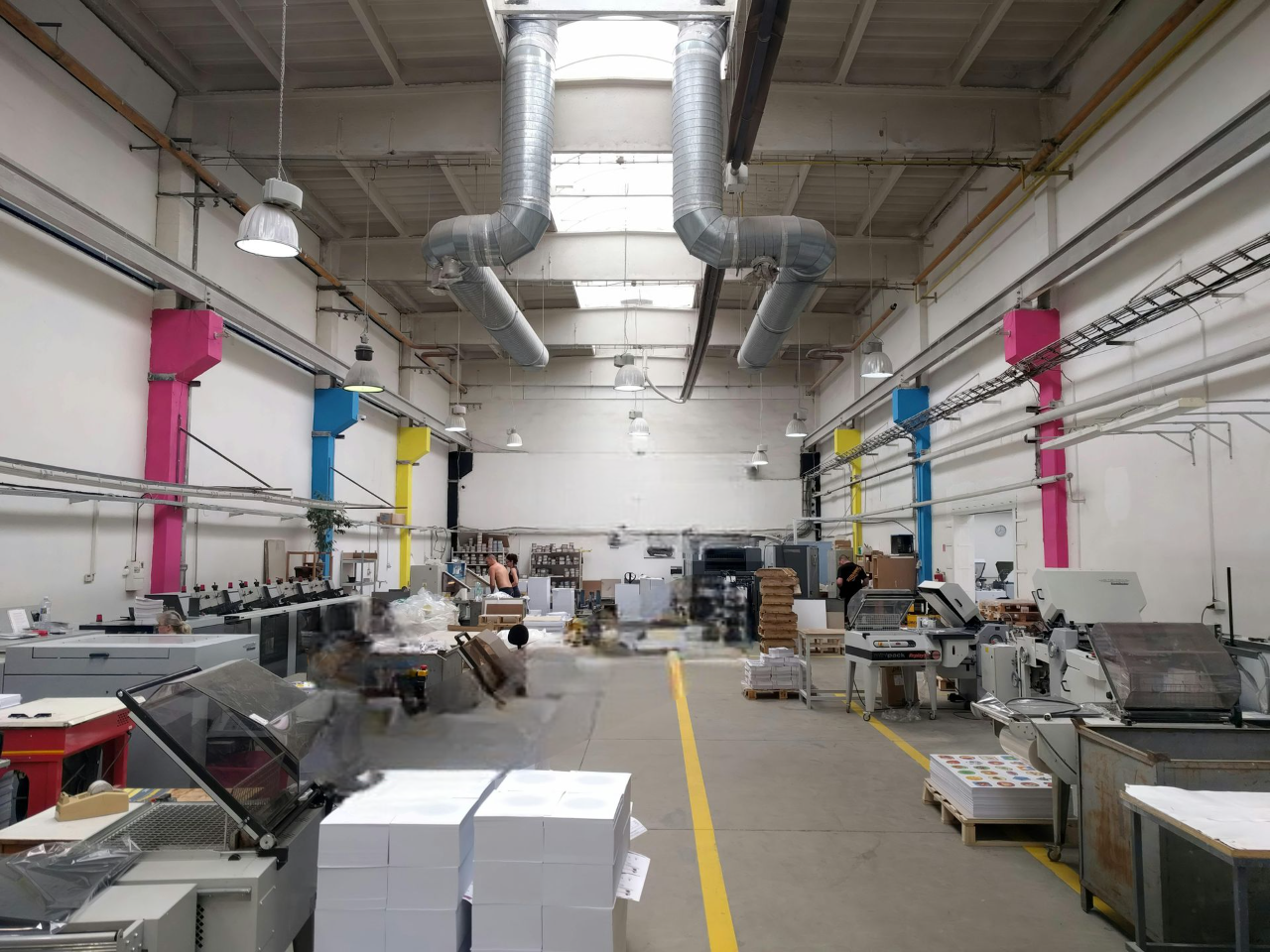 The inside of a factory with a lot of machinery