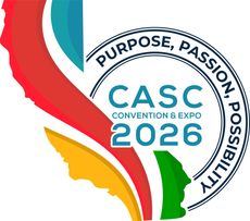 CASC Convention & Expo 2026 logo with colorful California shape and text 
