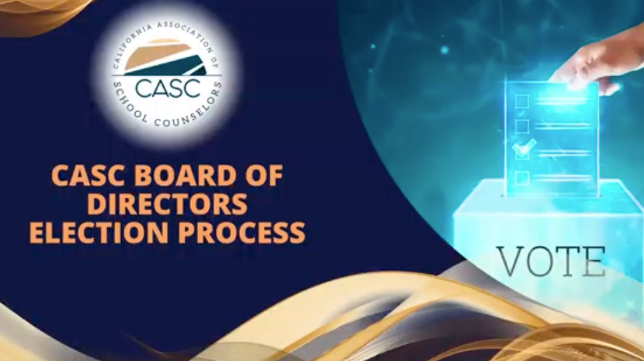 CASC Board of Directors election graphic with text and digital voting illustration.
