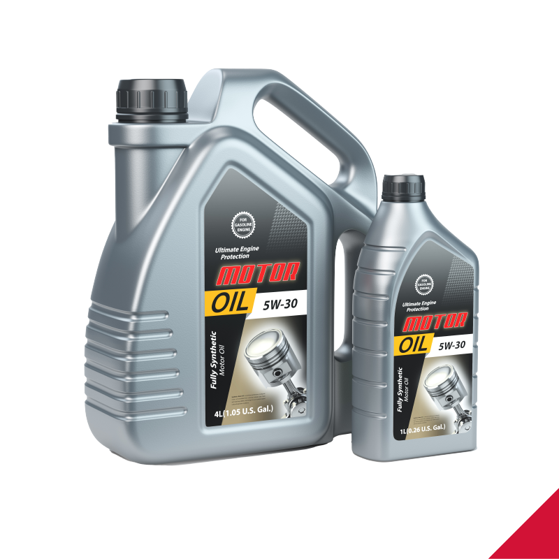 Two bottles of motor oil on a white background