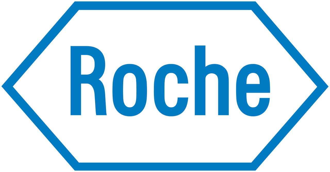 A blue sign with the word roche on it