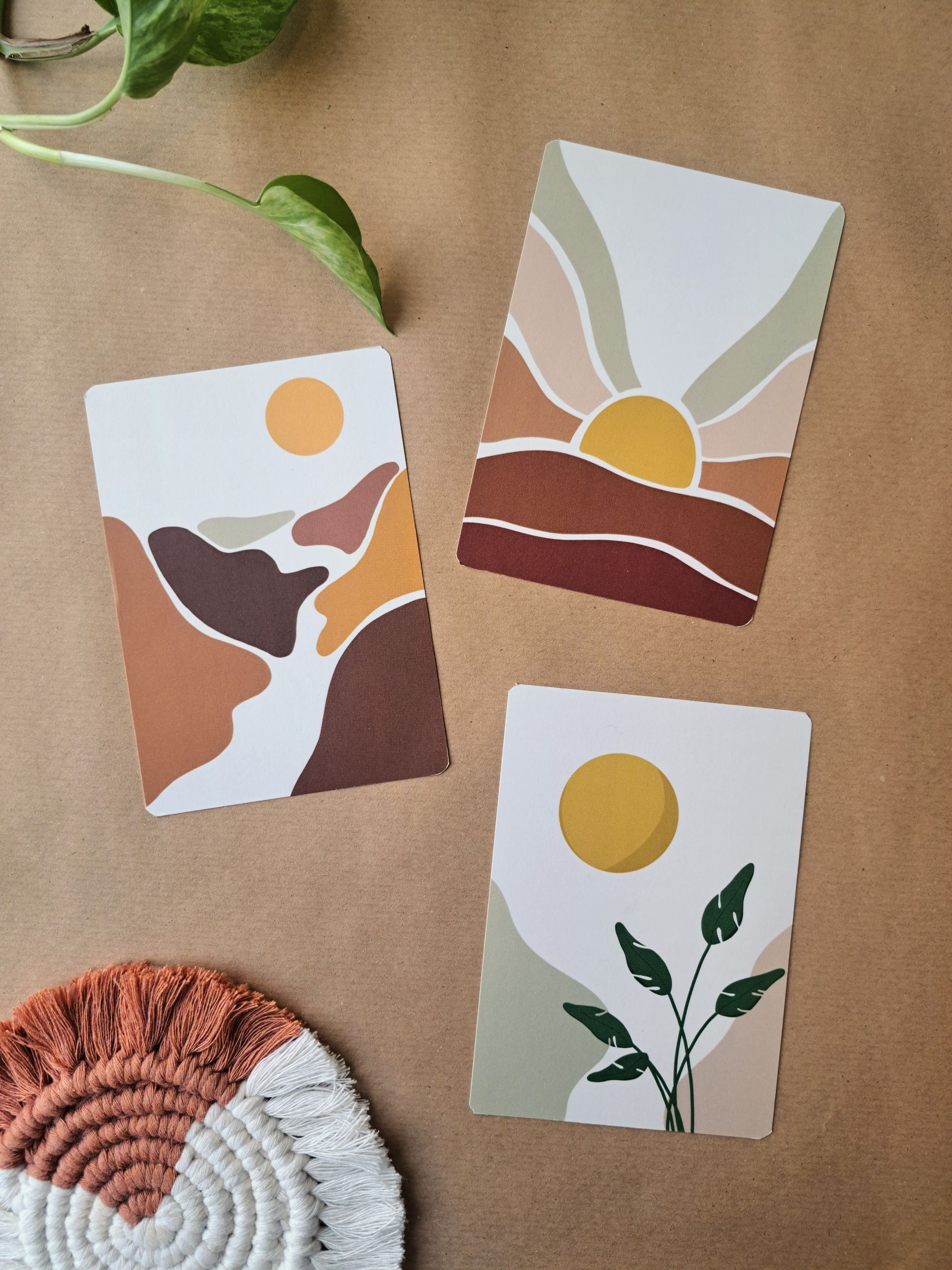 minimalistische wenskaartenset zon