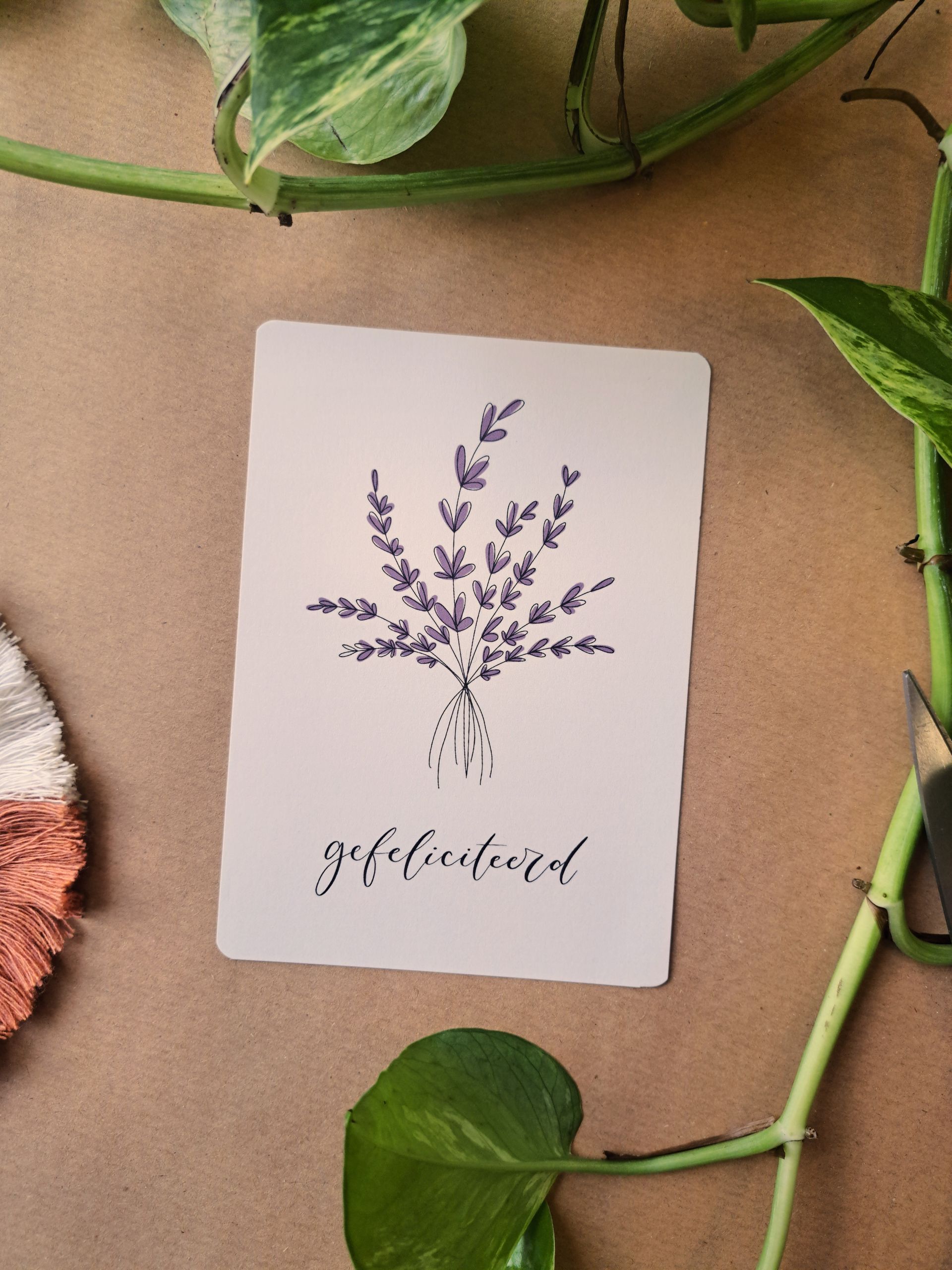 wenskaart 'gefeliciteerd'