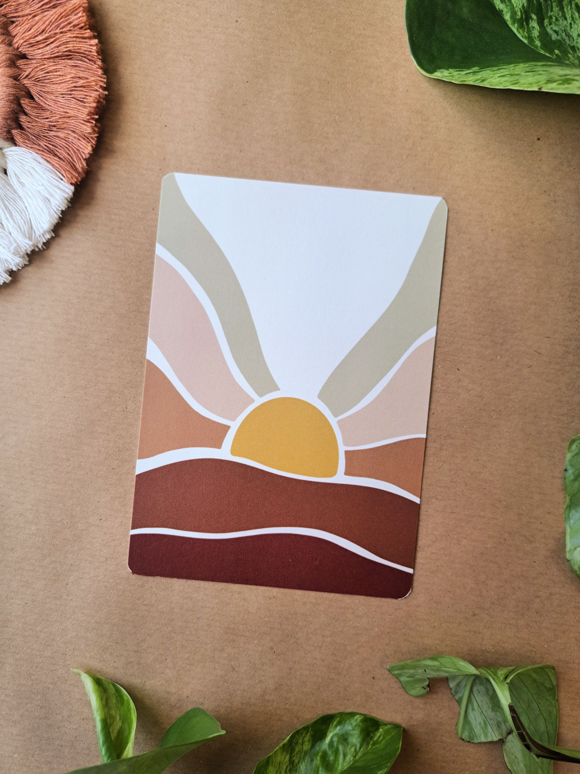 minimalistische wenskaart zonsondergang