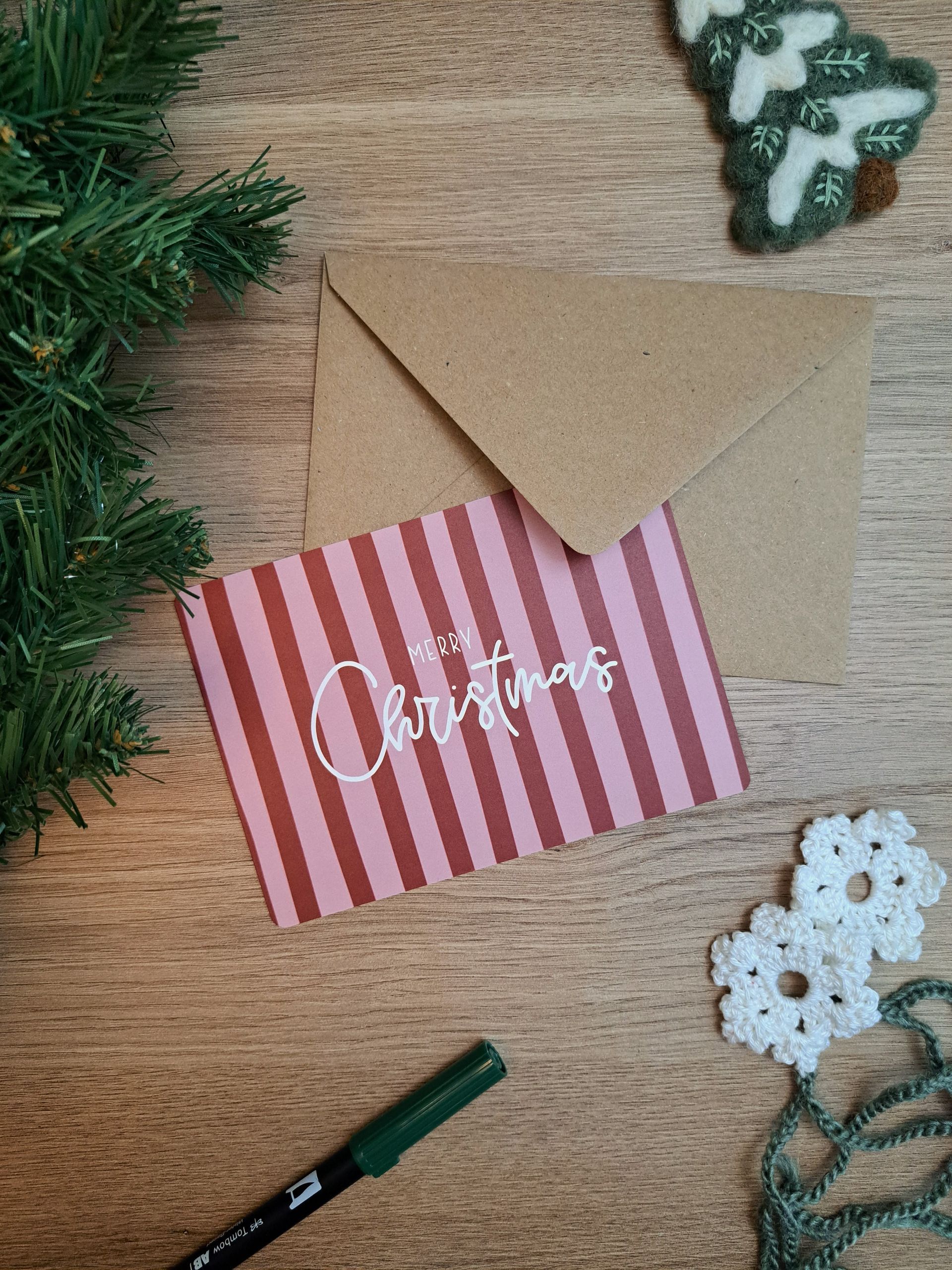 kerstkaart 'merry christmas'