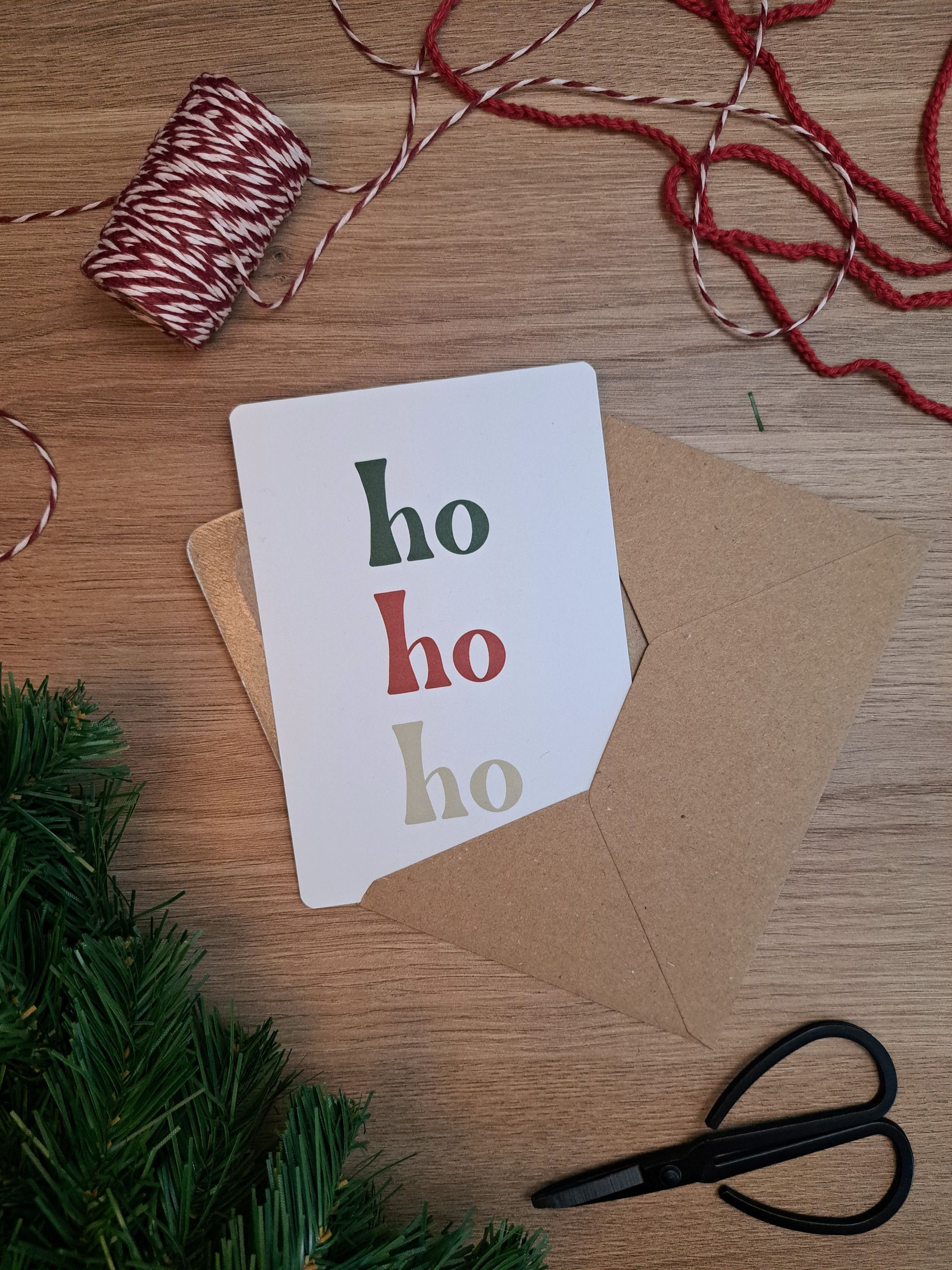 kerstkaart 'ho ho ho'