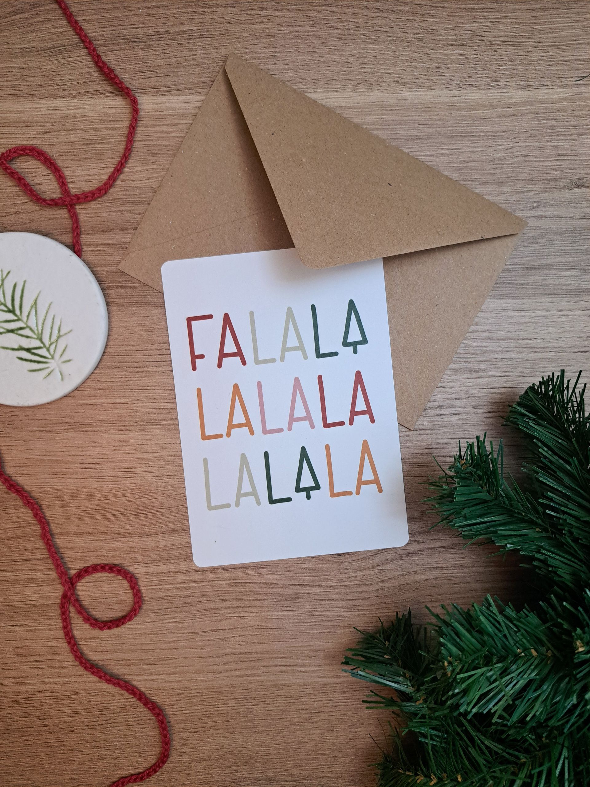 kerstkaart 'falalala'