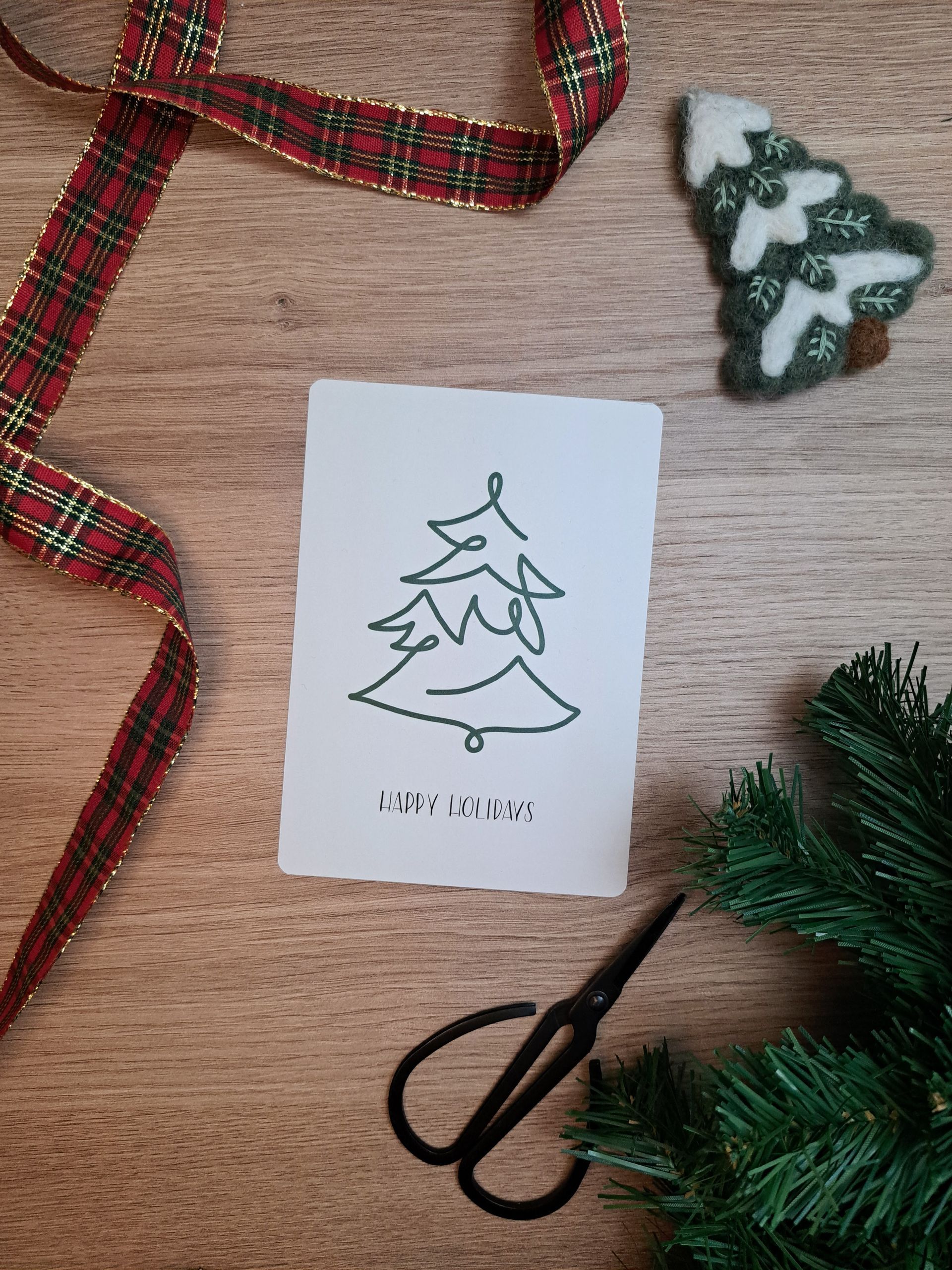 kerstkaart 'happy holidays'