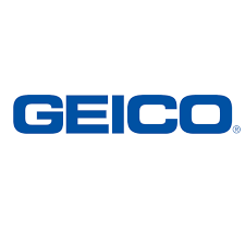 GEICO logo in blue text on a white background.