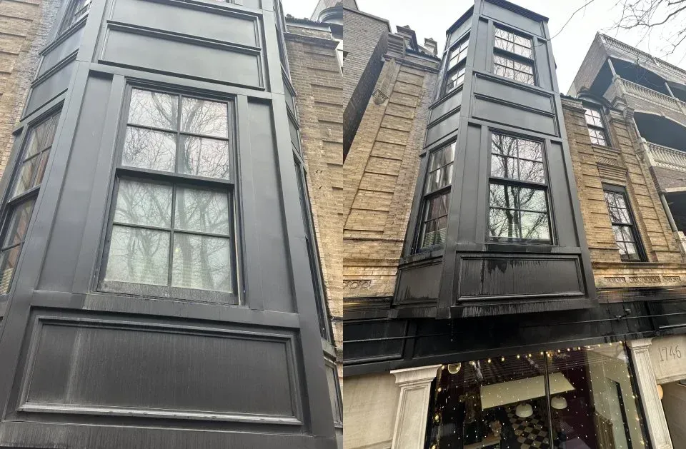 A building with a lot of windows on the side of it.