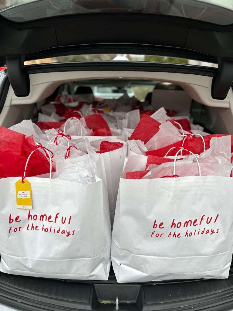 Car load of gift bags ready to be donated