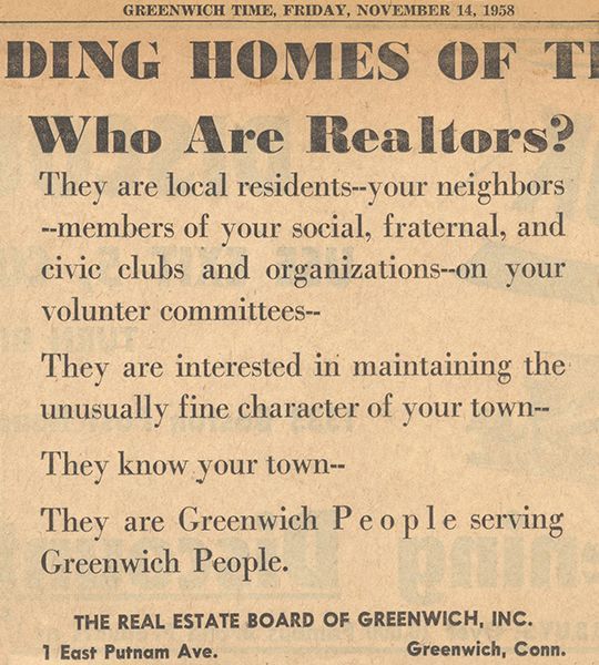 Who Are Realtors Greenwich Time 1958