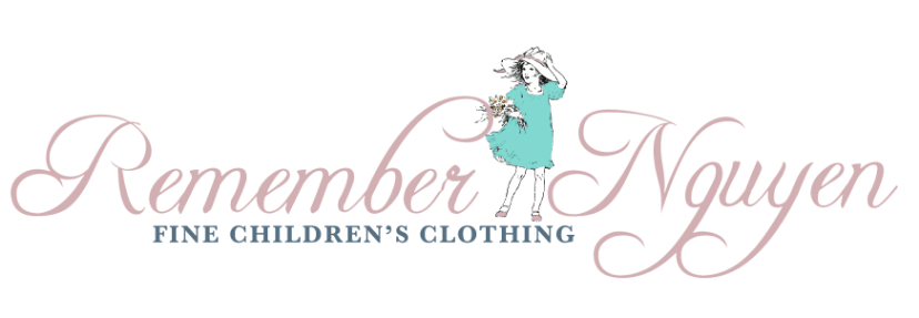 A logo for remember nguyen fine children 's clothing.