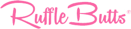 The word ruffle butts is written in pink on a white background.