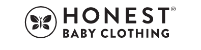 The logo for honest baby clothing has a butterfly on it.