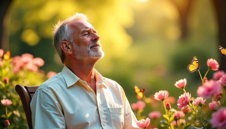 Man sitting and using hypnotherapy for dealing with his chronic pain in Franklin Park Conservatory