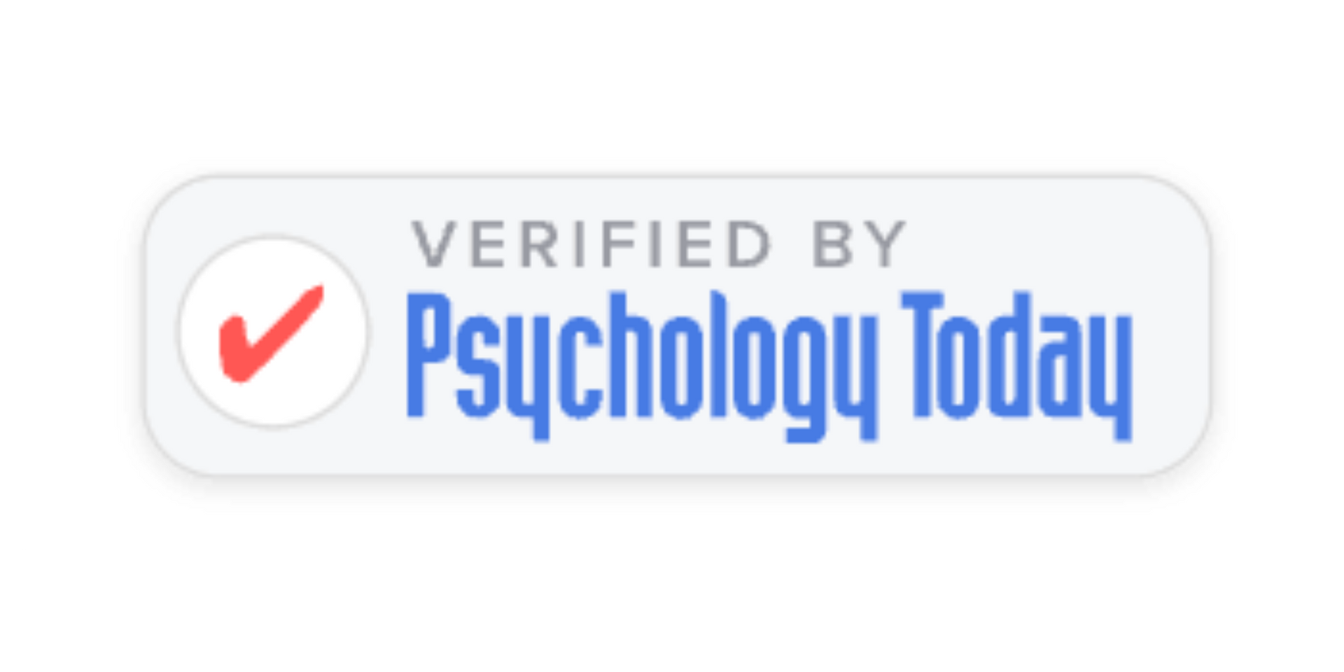 A button that says verified by psychology today with a check mark on it.