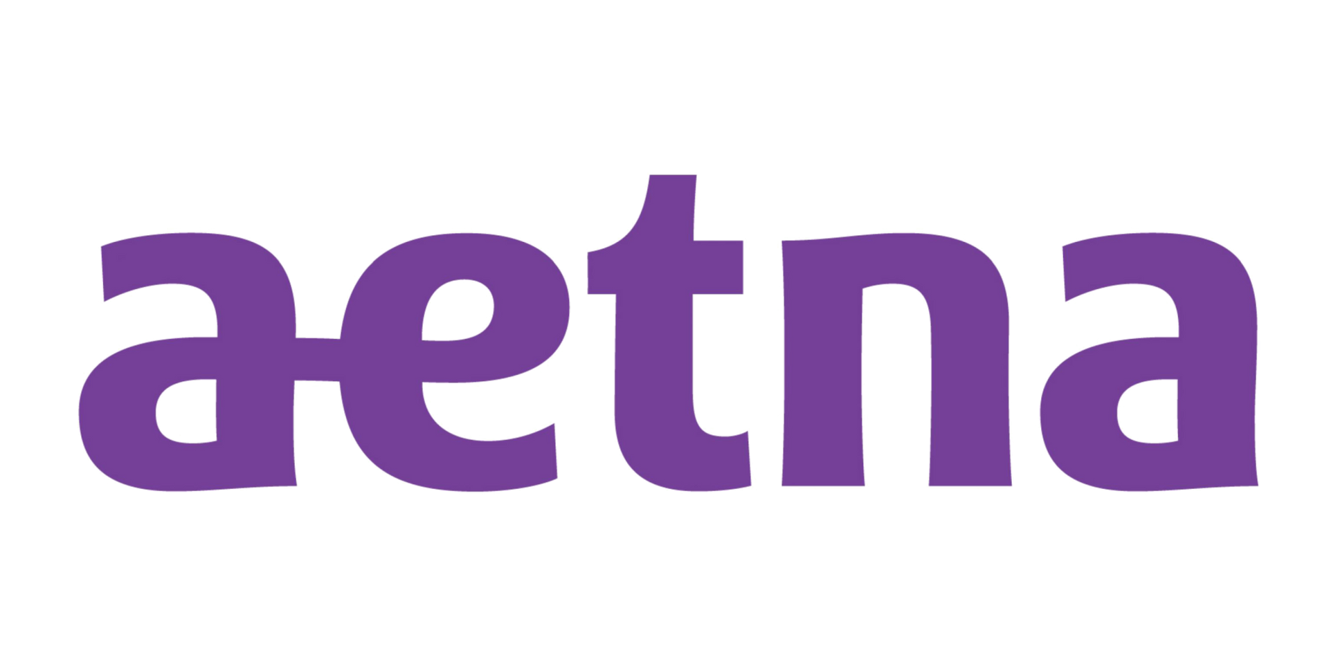 The aetna logo is purple and white on a white background.