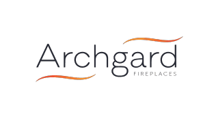 The logo for archgard fireplaces is on a white background.