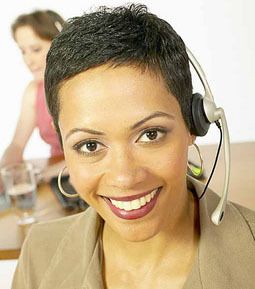 woman with a headset on