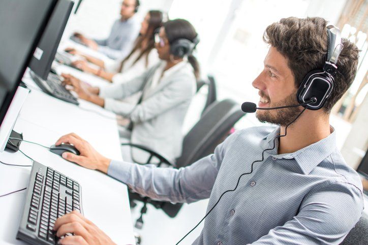 a call center group of workers
