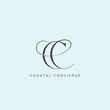 Coastal Concierge logo with intertwined black letters CC on a light blue background.