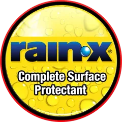 A logo for rain x complete surface protectant