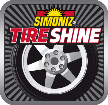 A logo for simoniz tire shine with a picture of a tire