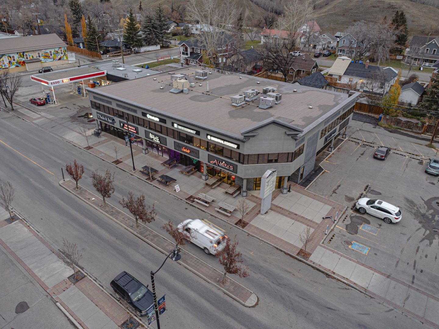 aerial of okotoks place mall