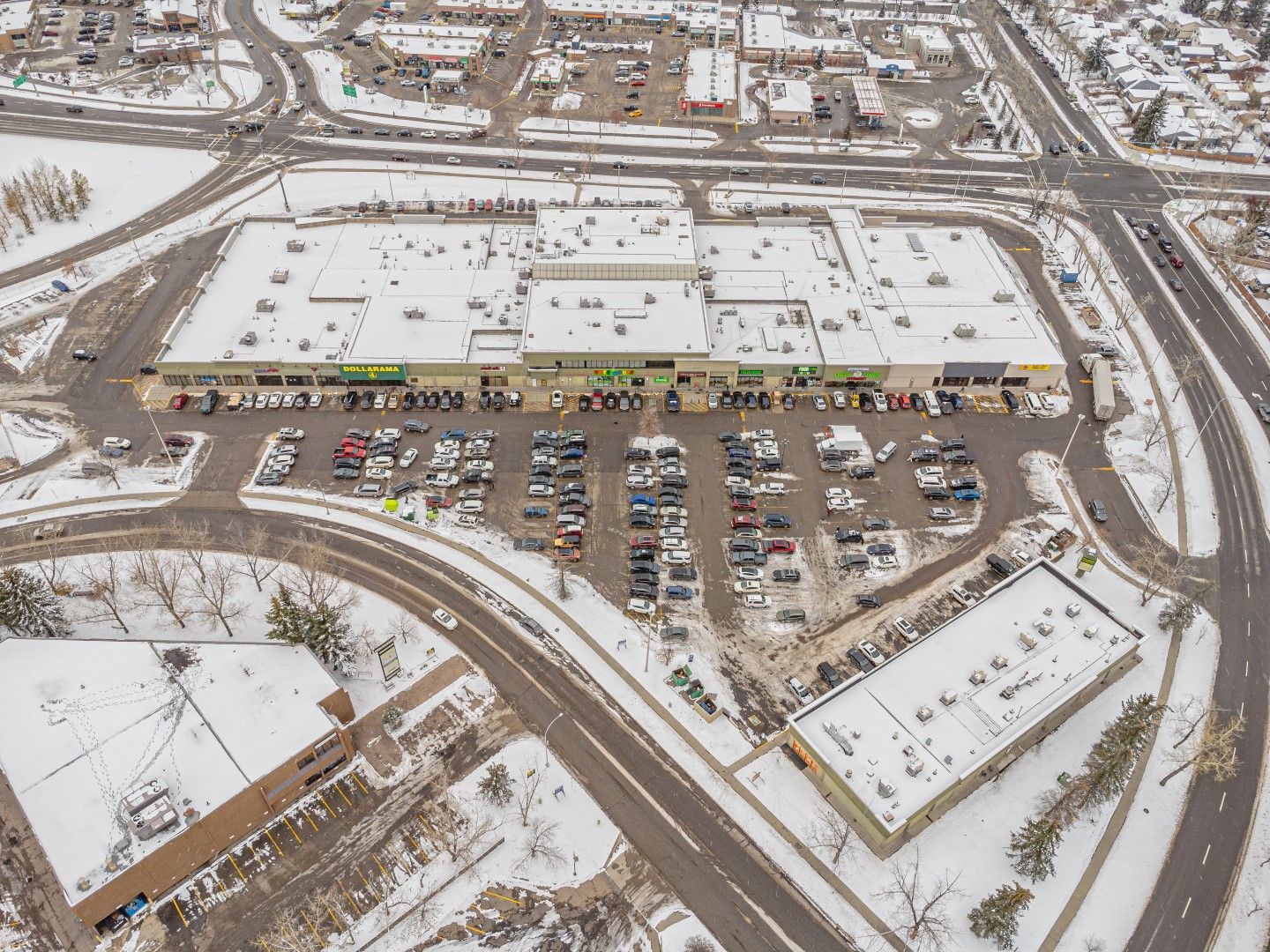 aerial of midnapore mall in winter