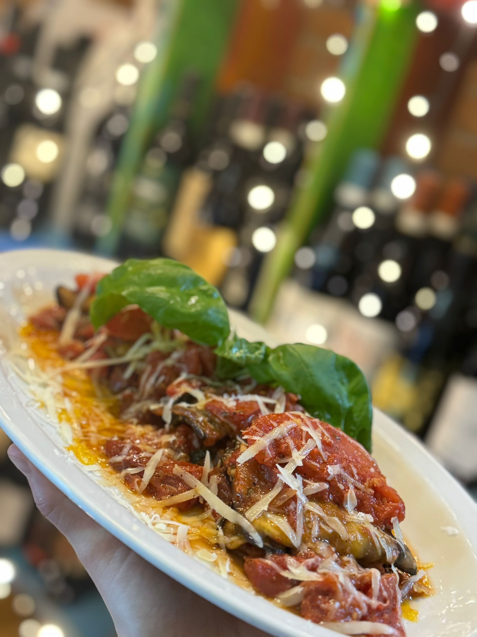 Una persona tiene in mano un piatto di cibo.