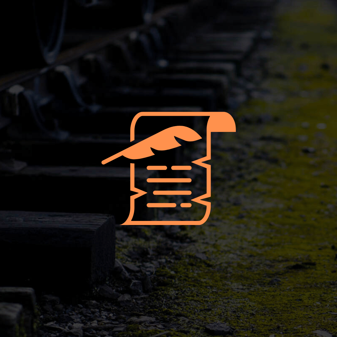 An orange icon with a bird on it is on a dark background.