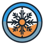 A compass with a snowflake in the center