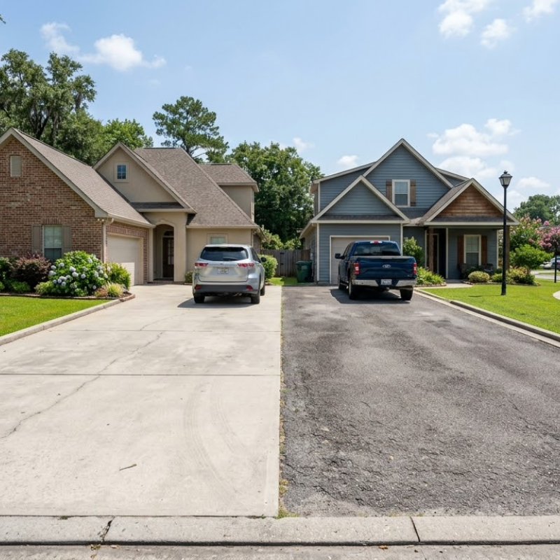 Lafayette concrete asphalt driveway comparison