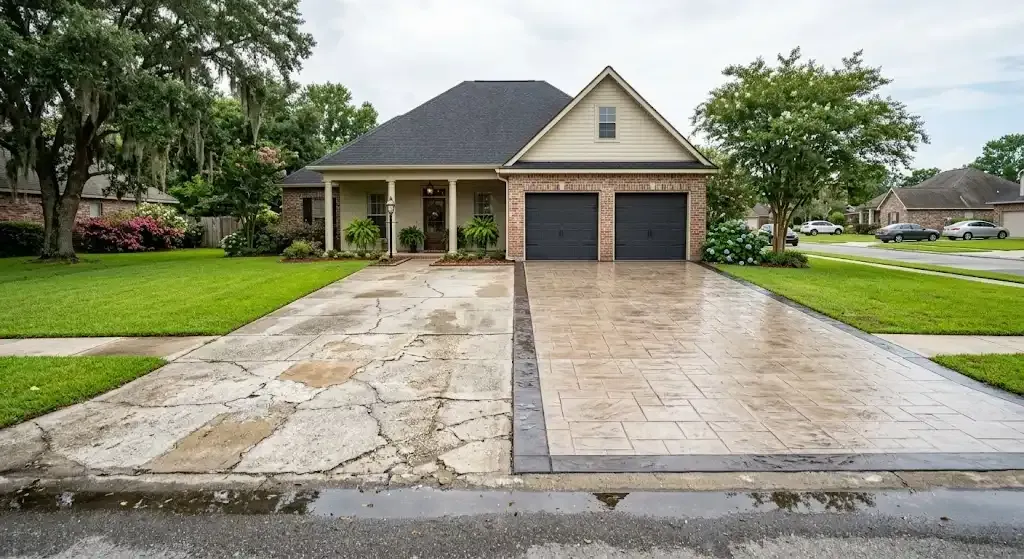 Lafayette driveway replacement versus concrete repair