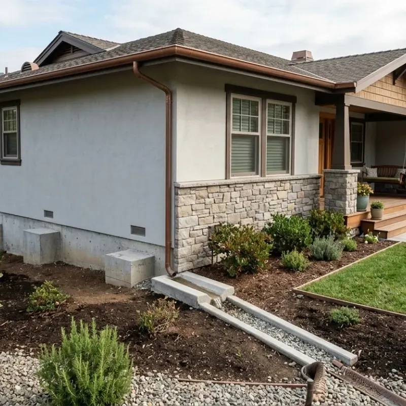 Lafayette home foundation with proper drainage and concrete repair