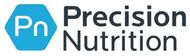 A logo for precision nutrition with a blue hexagon in the middle.