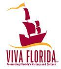 Logo of Viva Florida featuring a stylized red sailing ship with yellow sails and a wave