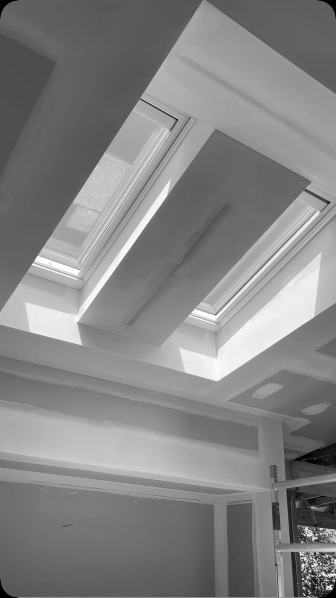 A Black And White Photo Of A Skylight In A Room — MC Plastering In Fingal Bay, NSW