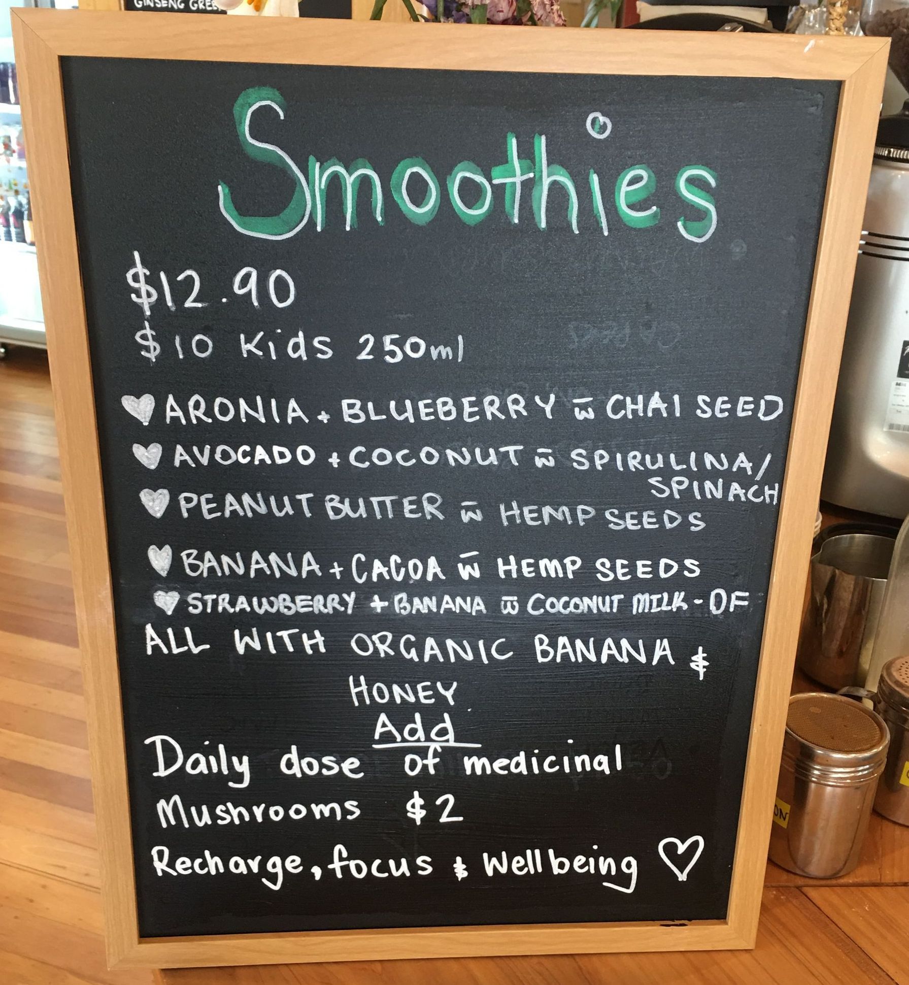 a chalkboard with the word smoothies on it, cafe, juices, clyde, best food, best coffee