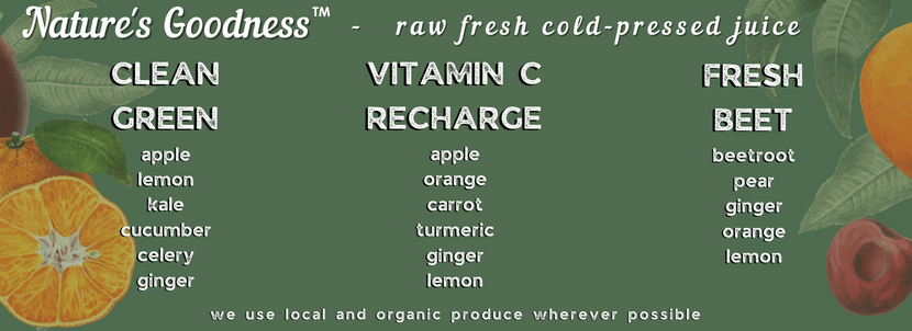 nature 's goodness raw fresh cold-pressed juice clean green vitamin c recharge fresh beet, cafe, best food, best coffee, clyde, recharge bar