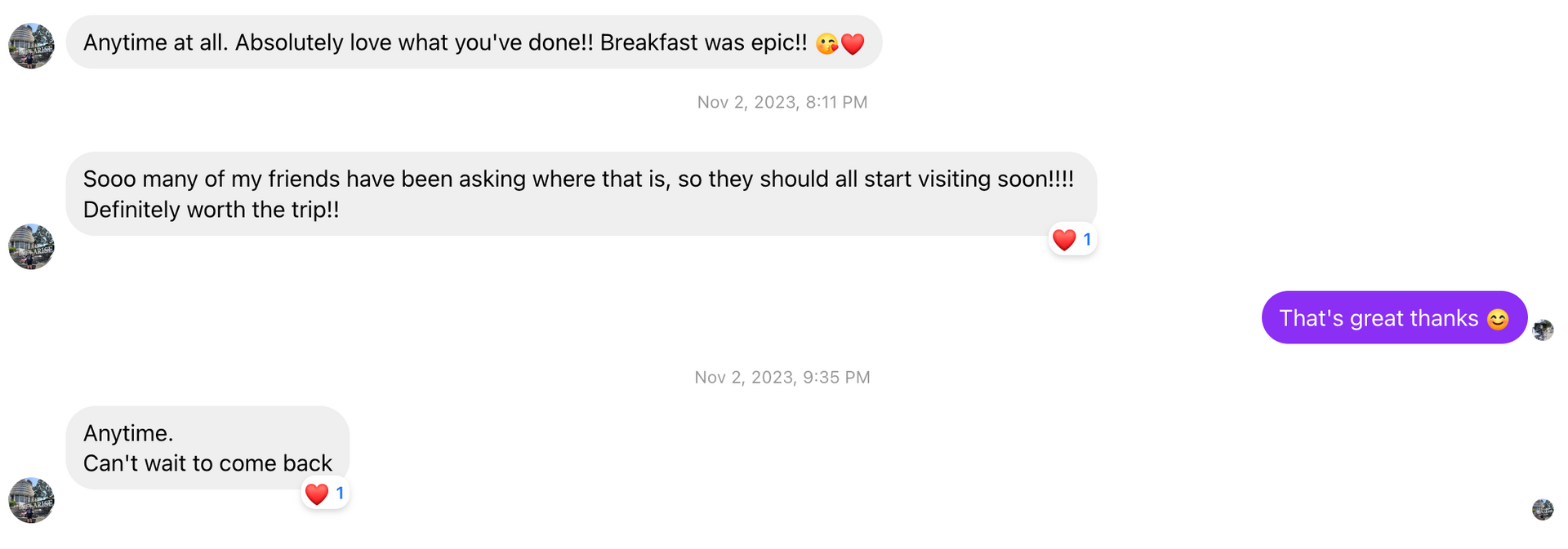 a screenshot of a text message between two people, best food, best coffee, recharge bar, clyde, cycleway, cafe