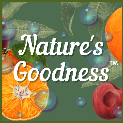a nature 's goodness logo with bubbles and fruit, fresh cold pressed juice, clyde, central otago, wholesale, juicing