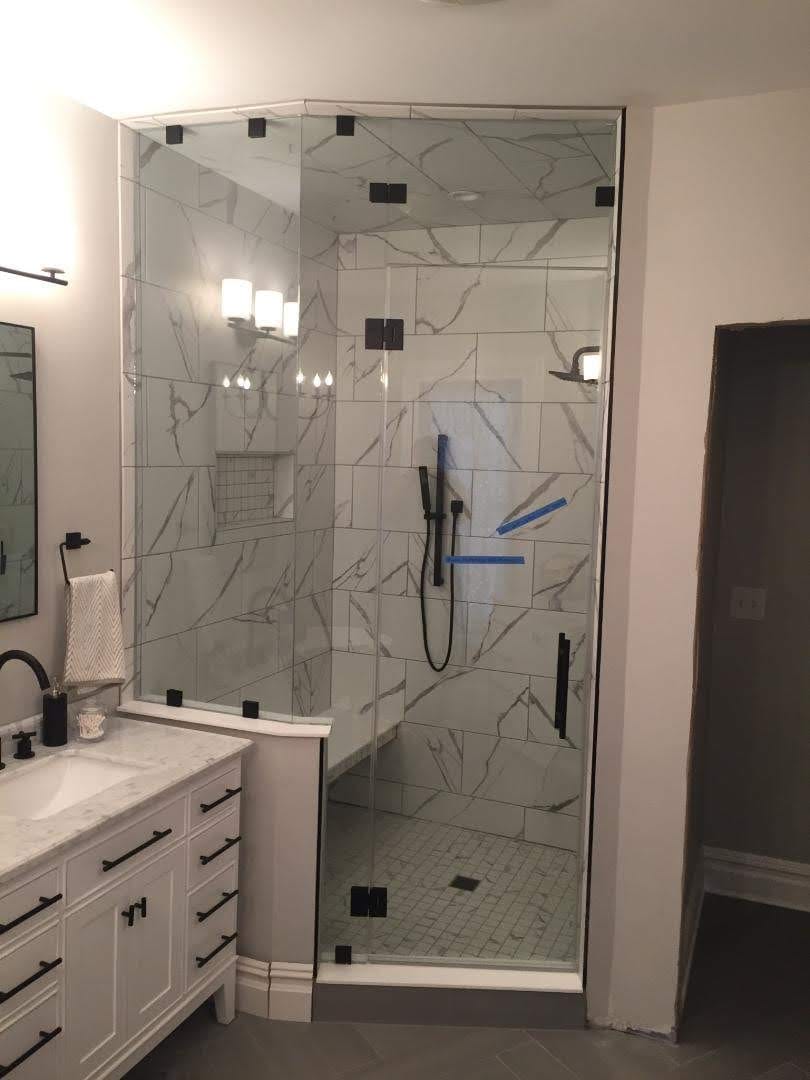Marble Shower With Glass Door