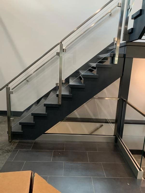 Metal Stairway and Glass Panels
