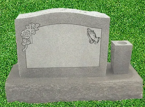 Granite upright with plant vase on the side,  personalized engravings monument offered by Mynatt Funeral Home, Inc.
