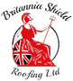 Logo of Britannia Shield Roofing Ltd, featuring a red Britannia figure, Union Jack shield, and trident.