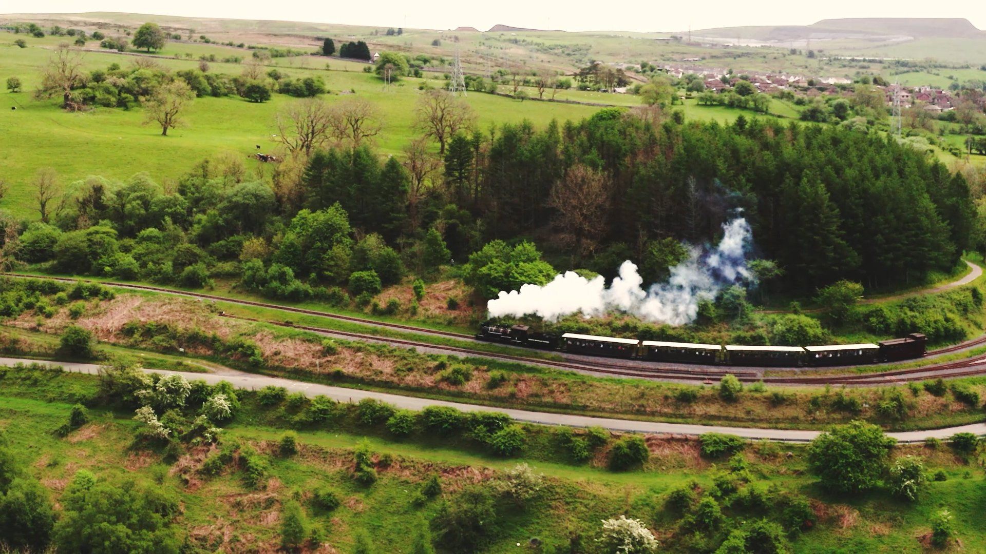 Aerial Shot of Brecon Mountain Railway