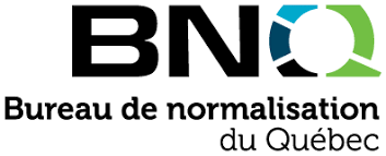 Le logo du bnq bureau de normalisation du québec est un logo noir, bleu et vert sur fond blanc.
