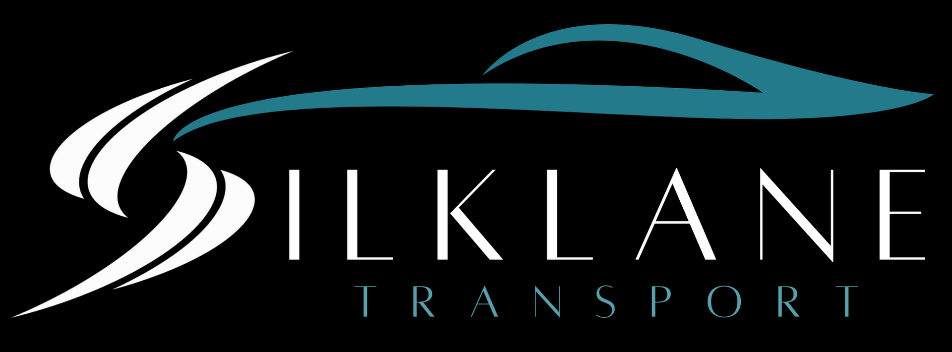 Silklane Transport logo with an abstract "S" shape in gray above white text.